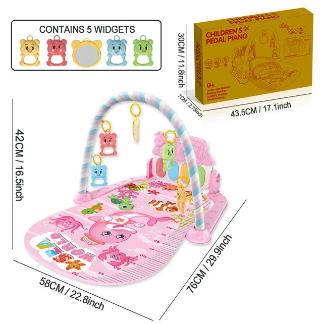 Alfombra de gimnasio para actividades musicales para bebé, alfombra para recién nacido, Pedal, teclado de Piano, estante de Fitness infantil, tapete para gatear, juguetes de regalo