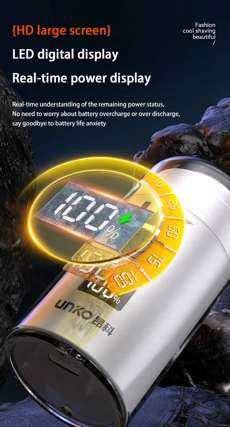 Afeitadora portátil para hombre, Afeitadora eléctrica recargable con pantalla Digital Led, afeitadora de barba resistente al agua para carga de coche en seco y húmedo