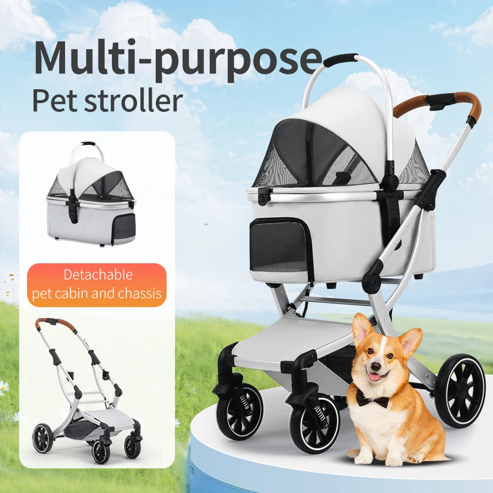 STLF5 en 1 Cochecito plegable para mascotas para perros y gatos pequeños/medianos con portador impermeable desmontable para propietarios de perros y gatos