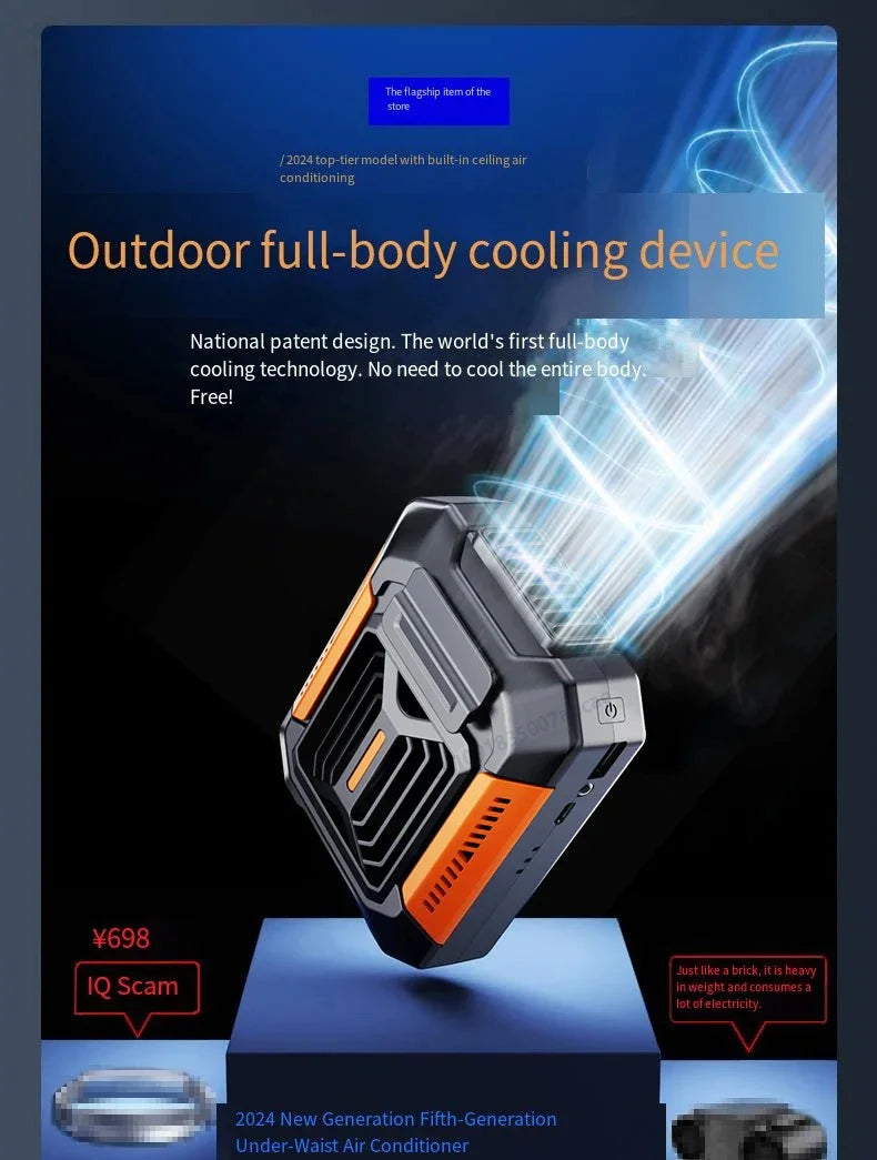 HOMFISH-ventilador Personal con Clip para cinturón, Banco de energía portátil, linterna, ventilador portátil, ventilador colgante para el cuello para trabajos al aire libre, senderismo, Camping