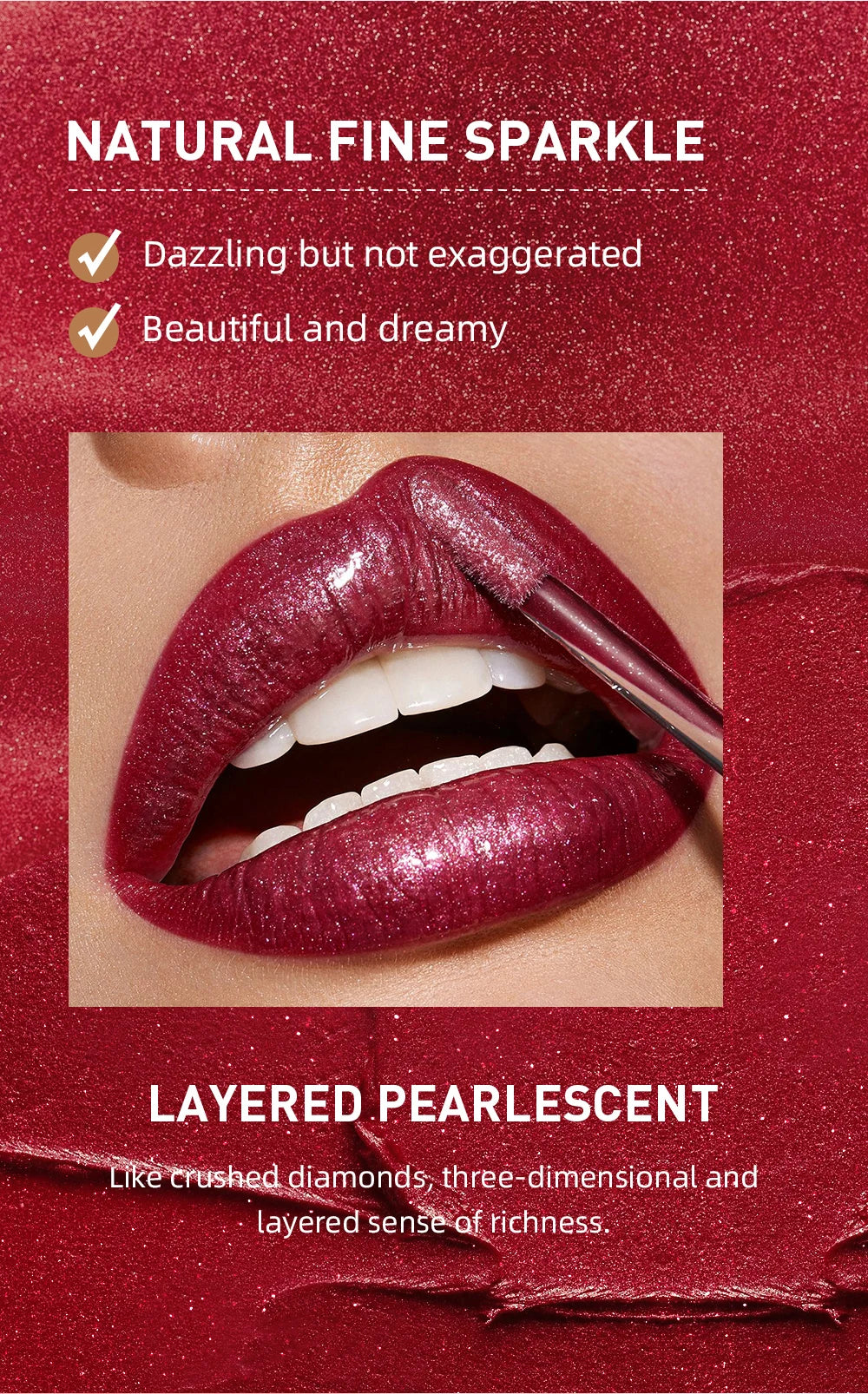 QIBEST-brillo de labios resistente al agua con brillo de diamante, lápiz labial líquido mate, esmalte de labios de perla brillante, tinte labial de larga duración, maquillaje para mujer
