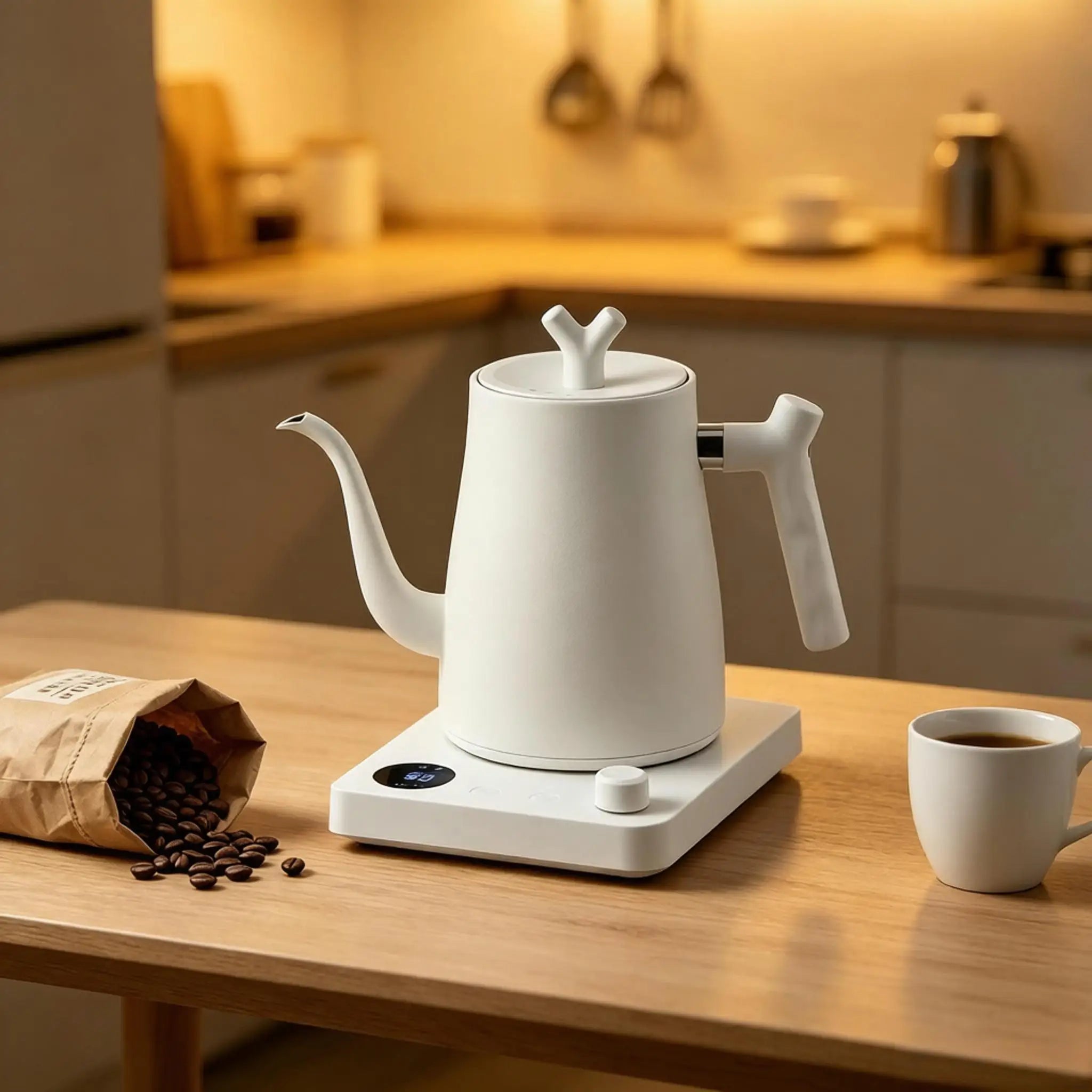 Hervidor Eléctrico Inteligente de 1L con Control de Temperatura, Acero Inoxidable 304, 1000W, Calentamiento Rápido para Café y Té