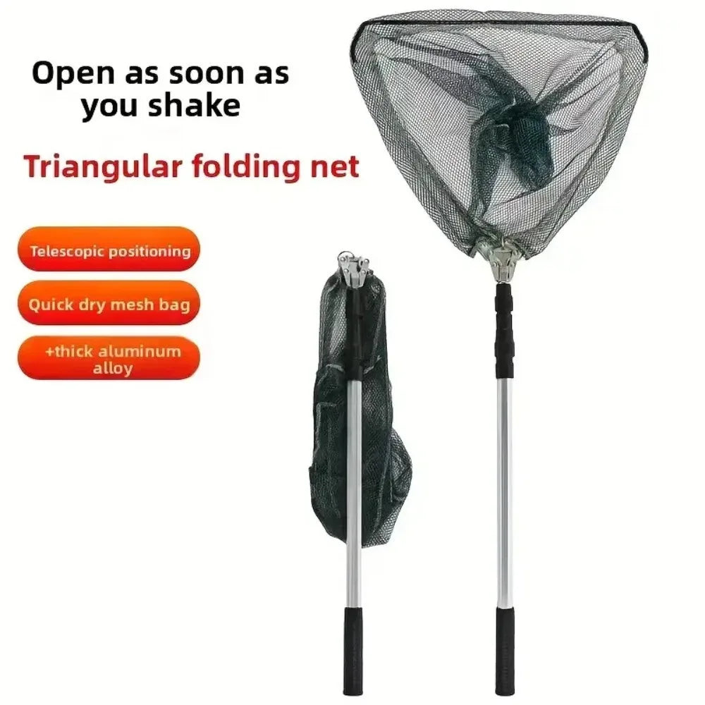 Red de pesca plegable ultraligera - Mango telescópico de aleación de aluminio duradero - Ideal para cualquier aventura de pesca - Esencial