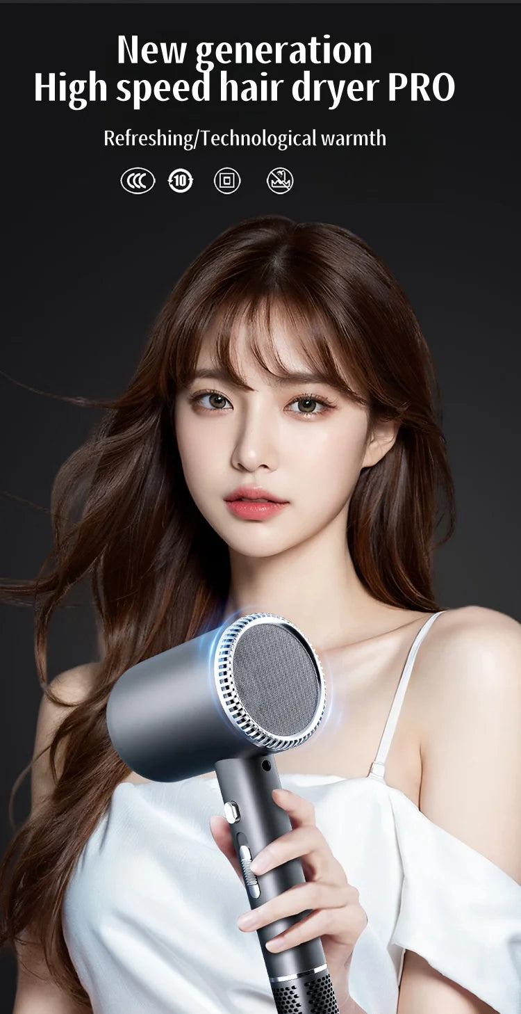 Secador de Pelo de Alta Velocidad de 110000 RPM con Luz Azul 3D de Iones Negativos, Cuidado del Cabello, Silencioso, Difusor para el Hogar y Salón de Belleza, 220V