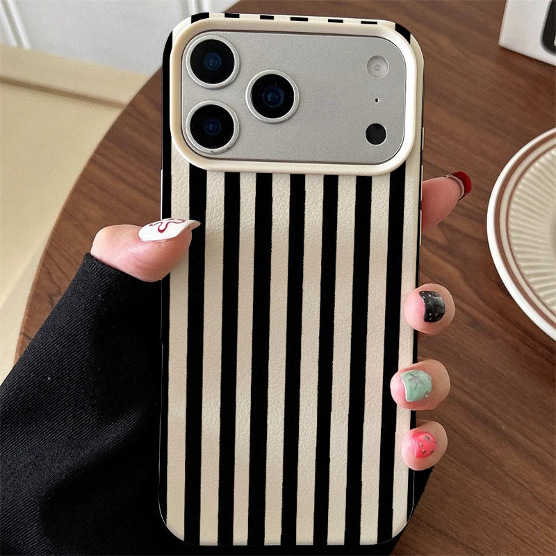 Funda de teléfono minimalista INS para iPhone 17 16 15 Pro Max XS X XR 7 8 Plus 16E 16 17 13 14 12 11 Pro cubierta de pareja a rayas coloridas