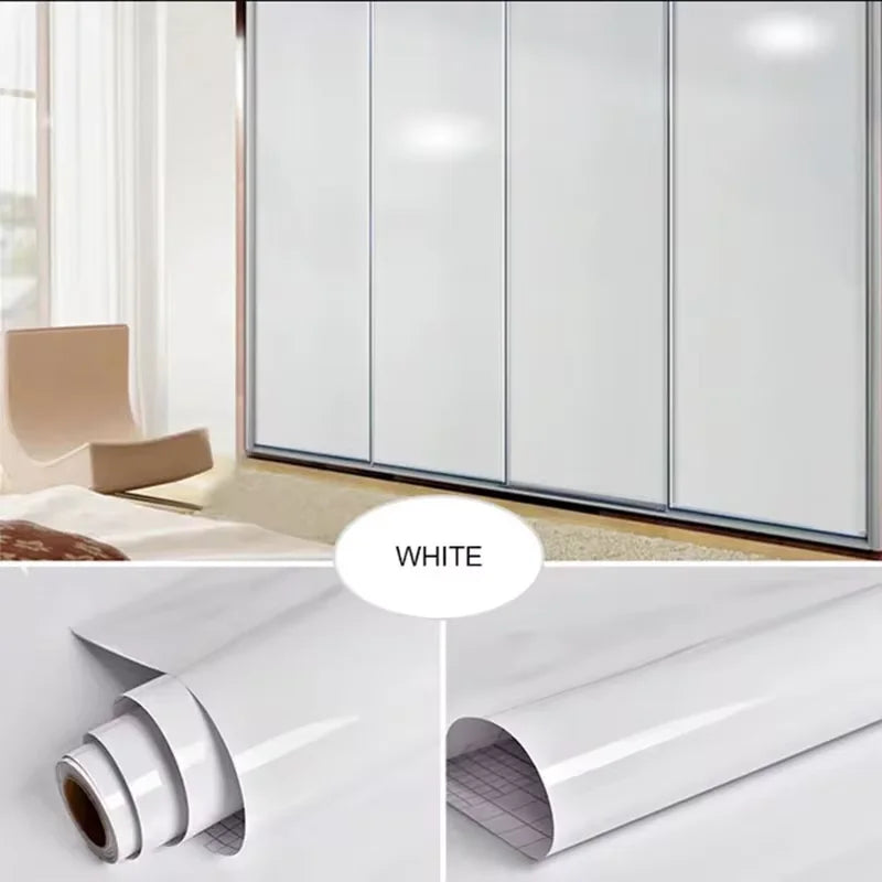 Papel Tapiz Autoadhesivo de PVC Blanco para Decoración de Muebles Antiguos, Adhesivo para Gabinetes de Cocina, Resistente a la Humedad y al Agua