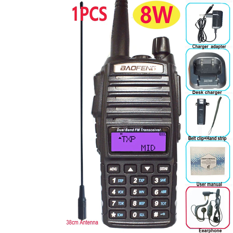 Walkie Talkie profesional UV82 FM Baofeng UV 82 8W estación de Radioaficionado VHF UHF transceptor Radios de caza Amateur Comunicador