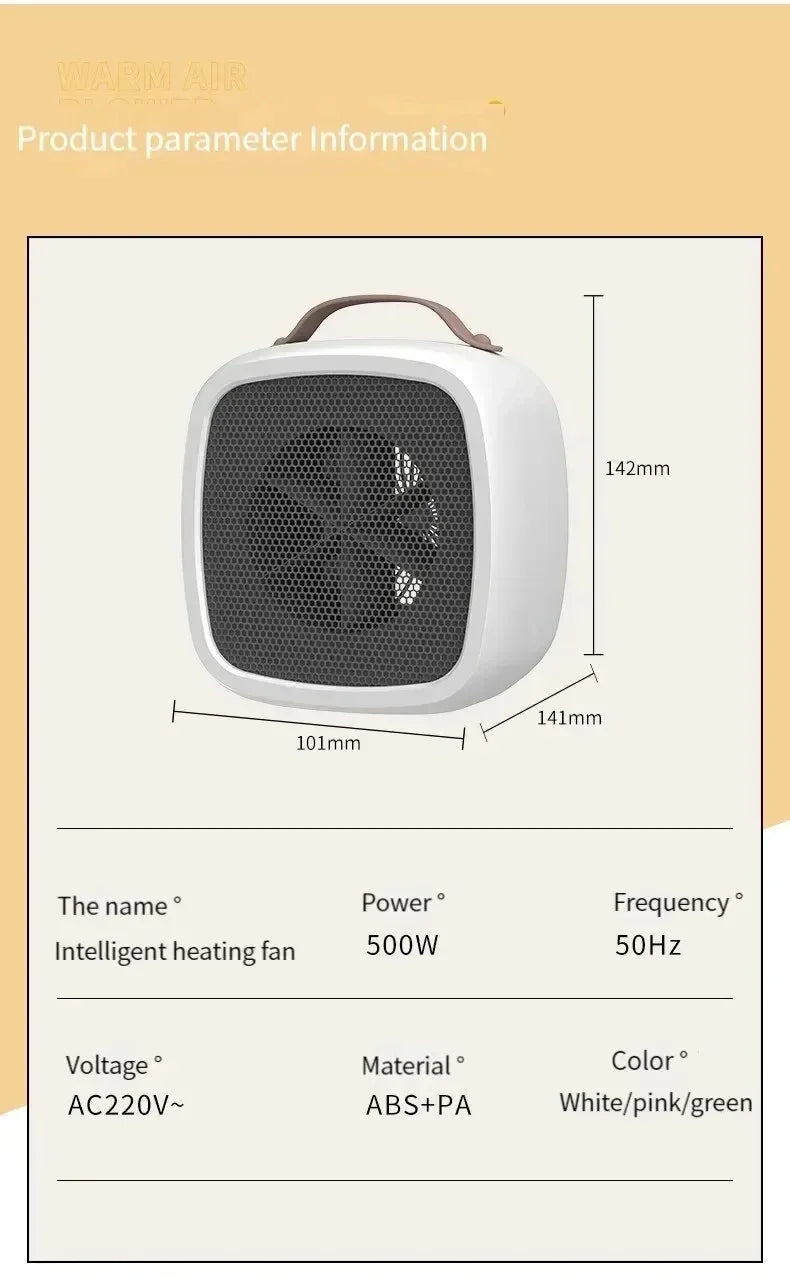 Calentador Portátil de 500W para Espacios Pequeños, Calentamiento Rápido, Ligero, Calentador de Aire Caliente de Escritorio, Ventilador Calefactor para Interiores, Oficina, Hogar y Exteriores 2026