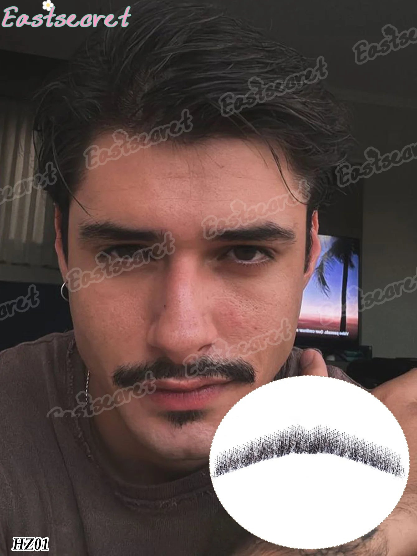 Bigote falso de barba de encaje sintético para hombres, bigote hecho a mano por pelo Real, Cosplay, encaje sintético, barbas invisibles