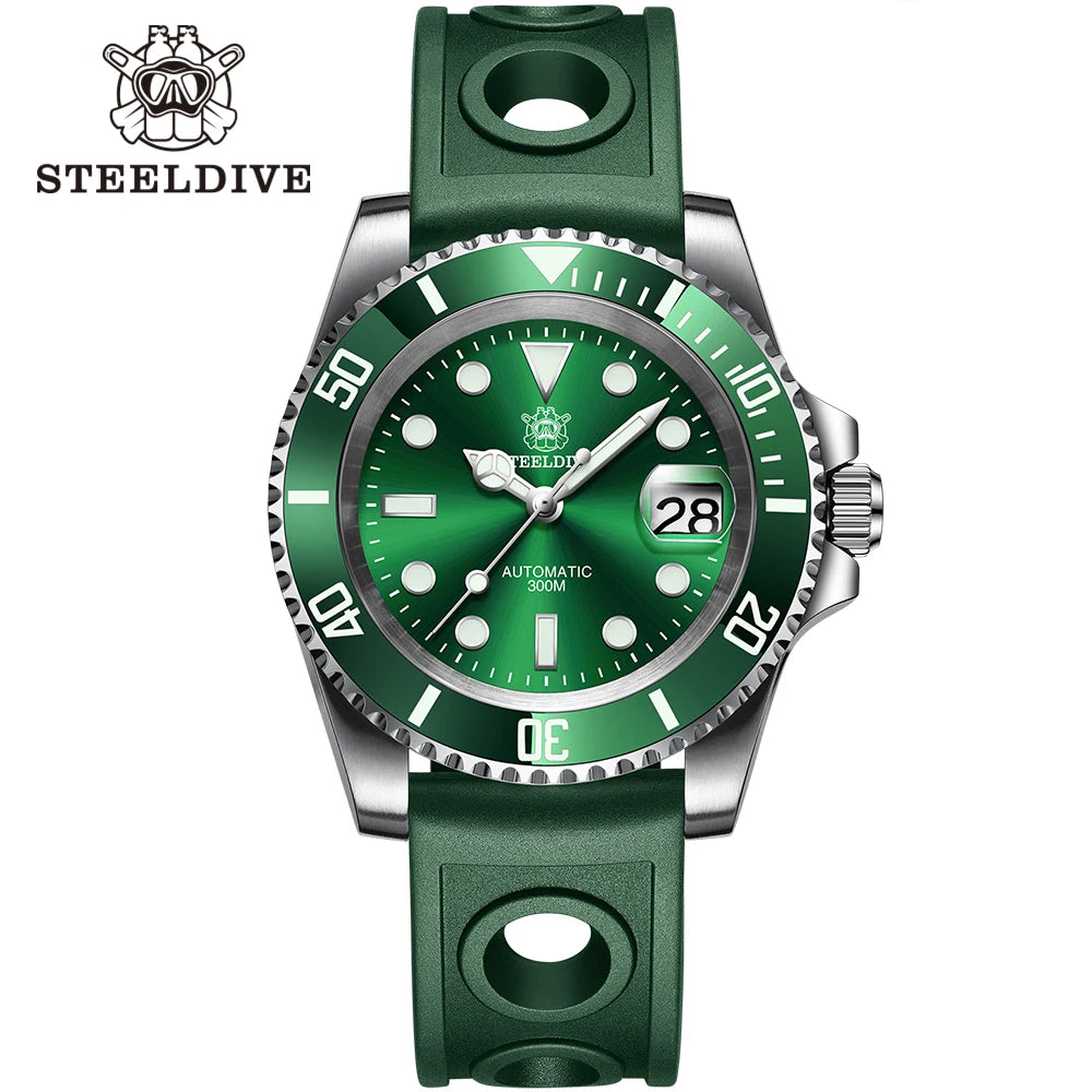 STEELDIVE SD1953 41MM clásico agua fantasma calendario lupa NH35 movimiento mecánico BGW9 superluminoso 30Bar reloj impermeable