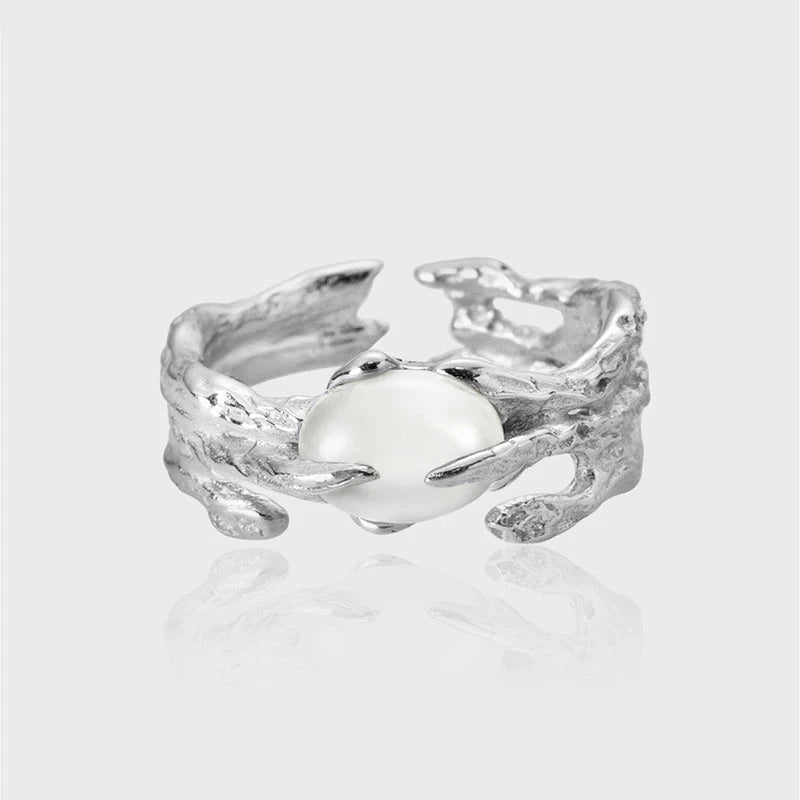 Anillo de Ópalo de Plata de Ley 925 para Mujer, Ajustable, para el Dedo Índice, Diseño Simple y Elegante, Joyería de Alta Gama, Regalo