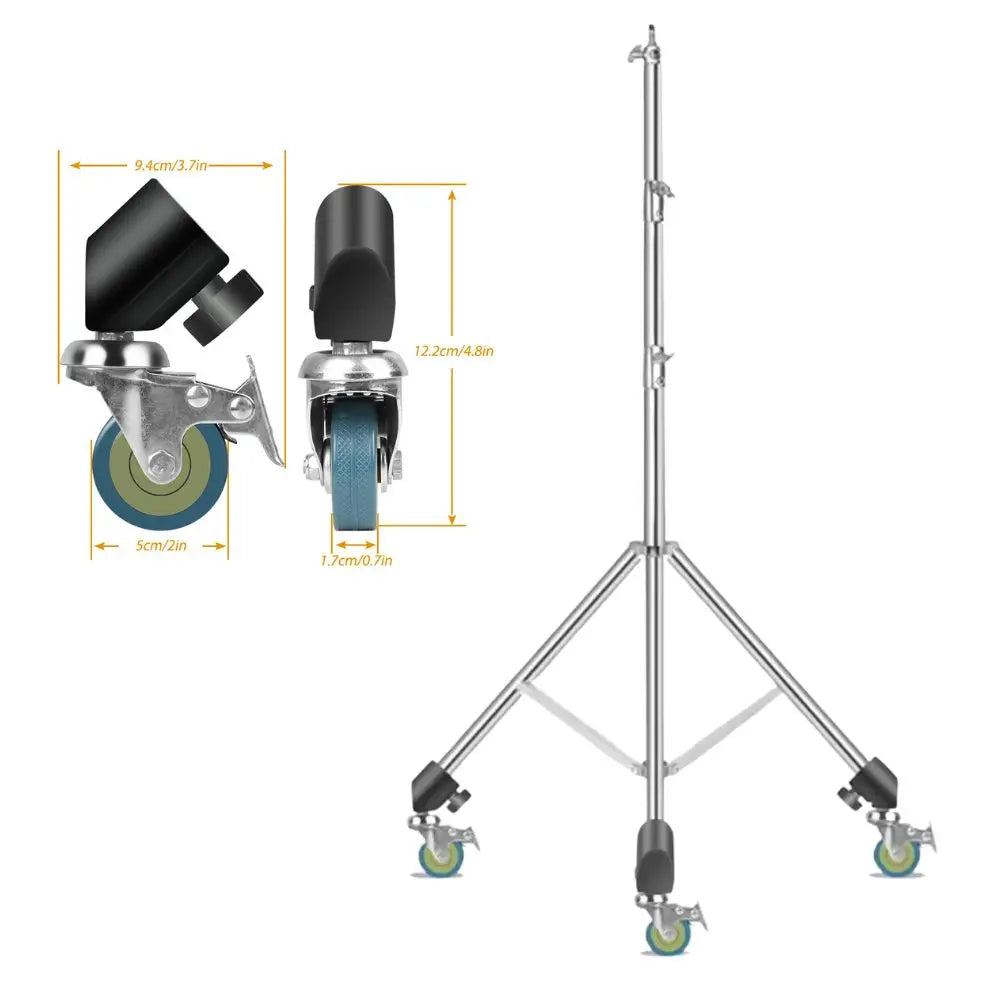 Trípode extensible SH de 190cm con tornillo y ruedas de 1/4, control remoto por Bluetooth para cámara DSLR, trípode de micrófono con luz de relleno para teléfono inteligente