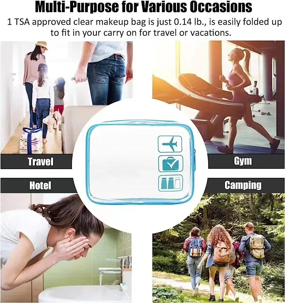 Bolsa organizadora de embalaje de viaje de PVC transparente para mujer, bolsa de viaje para cepillo de dientes, toalla, equipaje, bolsa de almacenamiento de artículos de tocador y cosméticos