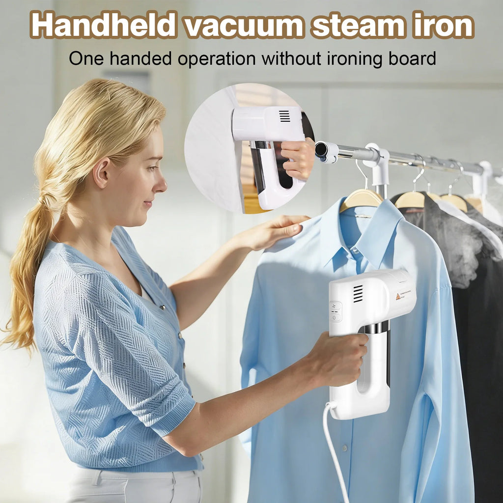 Vaporizador de Ropa Portátil, 1200W, 3500Pa de Succión, con 2 Niveles de Succión, Plancha de Vapor Portátil para el Hogar, Planchado en Seco y Húmedo