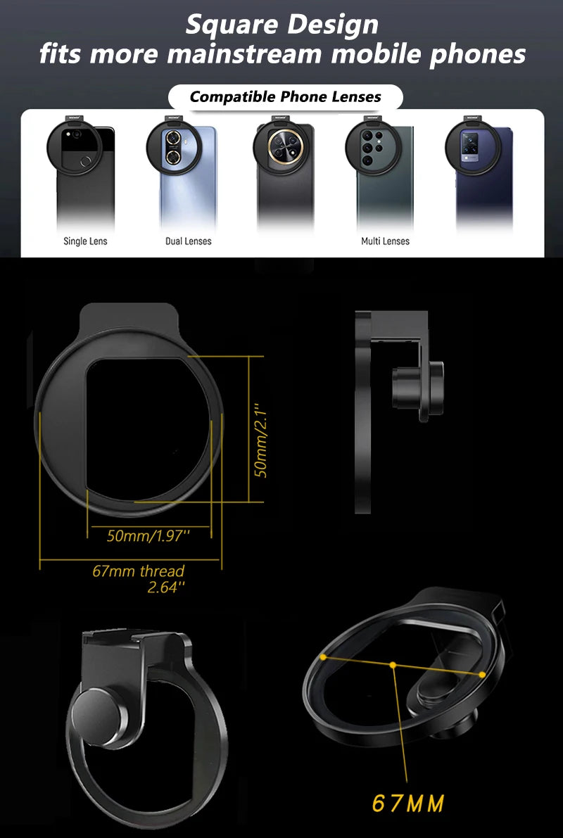 Kit de lentes de filtro de teléfono Universal con Clip, lente de cámara CPL VND Star, filtros de niebla negros para teléfonos inteligentes Samsung, iPhone, HUAWEI, 67mm