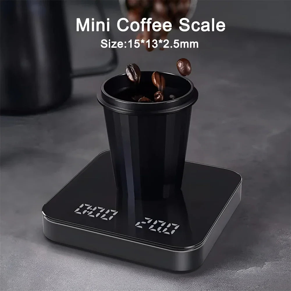 1 Juego de báscula de café electrónica con almohadilla de silicona báscula de café Digital con temporizador pantalla LED carga USB uso en cafetería en casa buen regalo