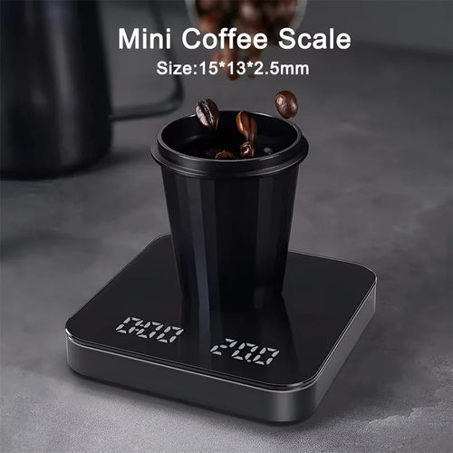 1 Juego de báscula de café electrónica con almohadilla de silicona báscula de café Digital con temporizador pantalla LED carga USB uso en cafetería en casa buen regalo