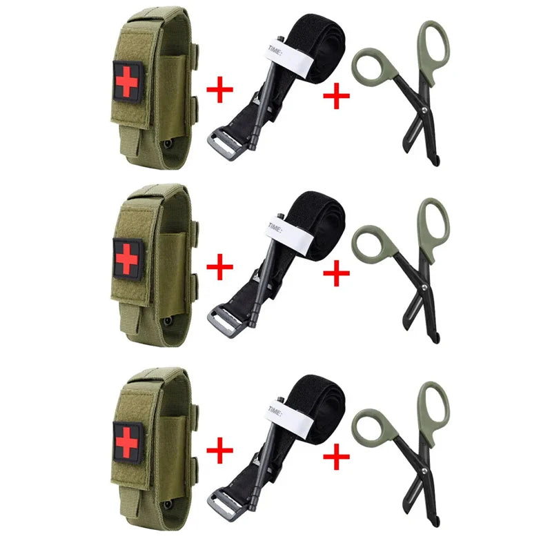 Torniquete de emergencia táctico correa de emergencia equipo de primeros auxilios médico de una sola mano para senderismo Camping viajes deportes al aire libre