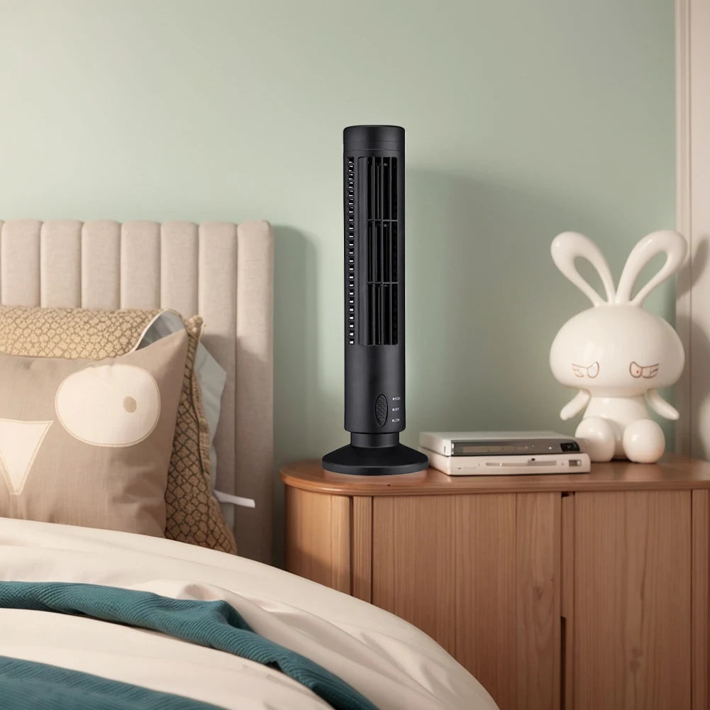 Ventilador de torre LED USB, ventilador de refrigeración sin aspas, ventilador de torre de pie de 2 velocidades, ventilador de suelo eléctrico portátil para sala de estar y dormitorio