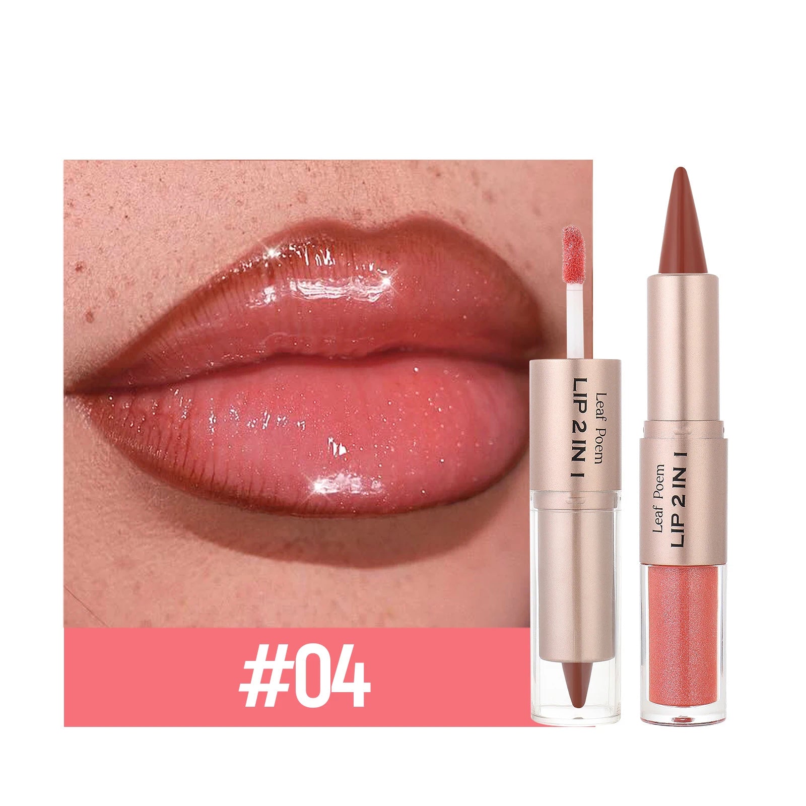 Delineador de labios cónico negro y marrón, lápiz de contorno, espejo de doble cabeza, brillo de labios de cristal, maquillaje de tinte de labios rojos sexis
