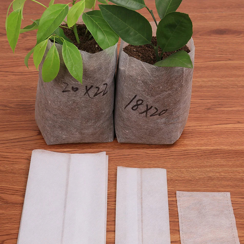 Bolsa de vivero biodegradable, bolsas de cultivo de plantas, semillas de tela no tejida para sembrar macetas para el hogar, accesorios de jardín, herramientas, 100-500 Uds.