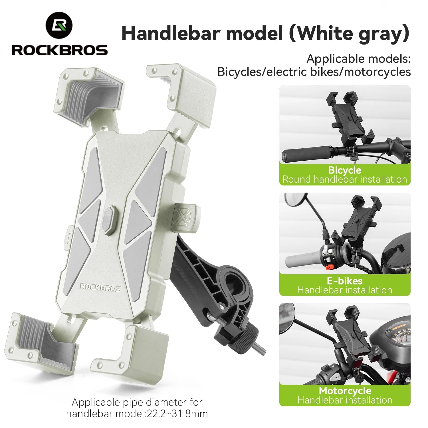 ROCKBROS Soporte para teléfono de bicicleta Monte liviano 4.5-7.2 pulgadas soporte para teléfono inteligente soporte de soporte de teléfonos accesorios para bicicletas