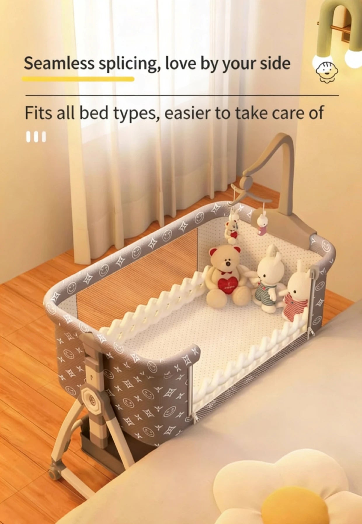 Cuna Portátil para Bebé, Cama Plegable Multifuncional, Cuna para Recién Nacidos, Cama Grande para Niños