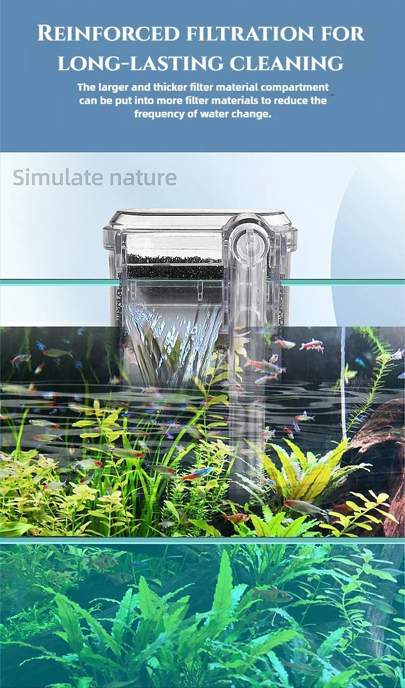 Filtro de Acuario Colgante, Mini Cascada, Bomba USB, Accesorios para Acuario, Filtro de Esponja para Limpieza y Circulación de Peceras Pequeñas