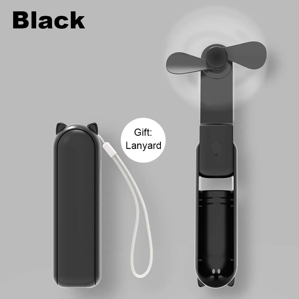Mini ventilador de mano portátil, pequeño ventilador de bolsillo, batería recargable por USB, ventilador de mano de refrigeración plegable, Mini ventilador USB con Banco de energía