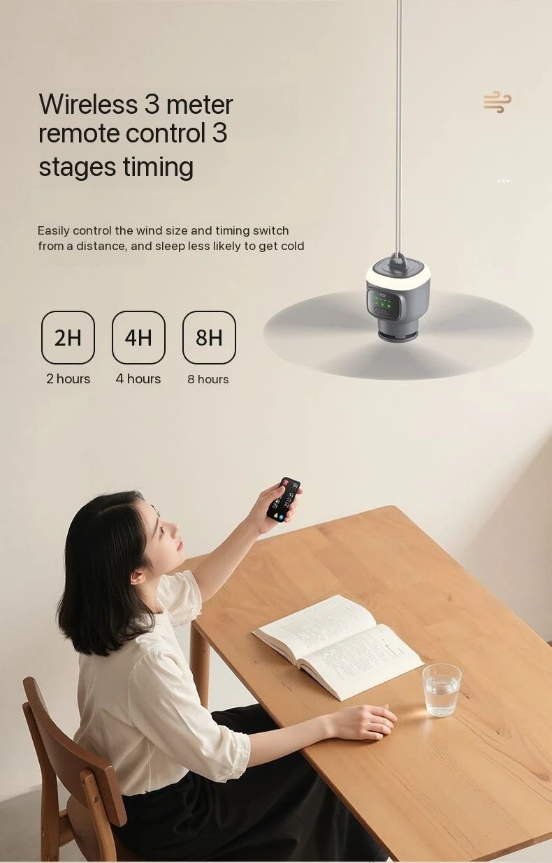 Ventilador de techo de gran tamaño con Control remoto, ventilador de refrigeración inalámbrico USB, luz LED nocturna portátil de 12000\8000mAh, ventilador de techo para acampar