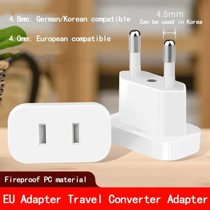 1 Uds. Adaptador de enchufe de alimentación de 4,8mm enchufe de EE. UU. A UE Euro Europa convertidor de enchufe adaptador de viaje salida de convertidor de corriente