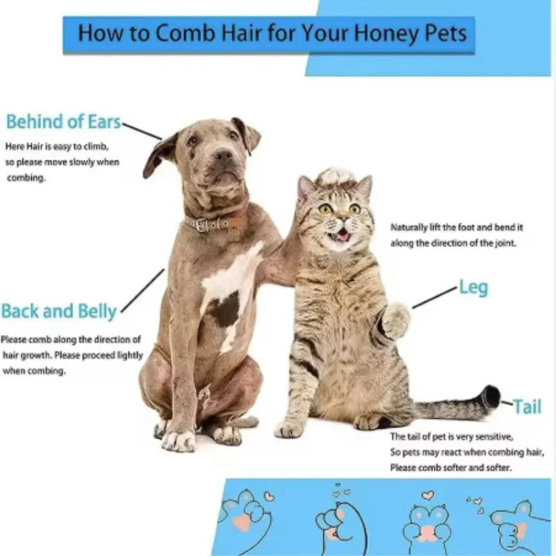 Nuevo peine de masaje para mascotas, cepillo para peinar el pelo, eliminación fácil con un clic del pelo inferior de gatos y perros para el aseo.