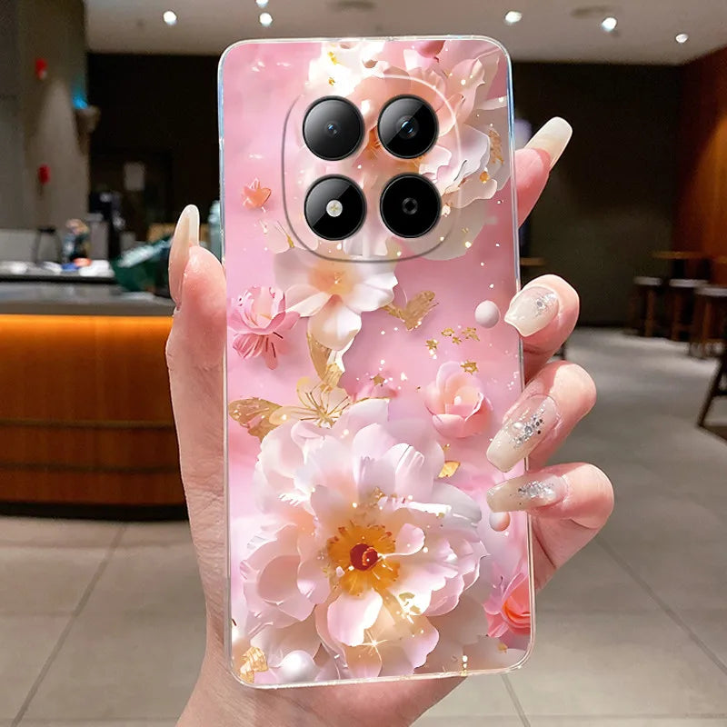 Funda para Teléfono Xiaomi Redmi Note 15 Pro 4G, Carcasa Protectora con Diseño de Lazo de Mariposa, Transparente, de Silicona TPU Suave