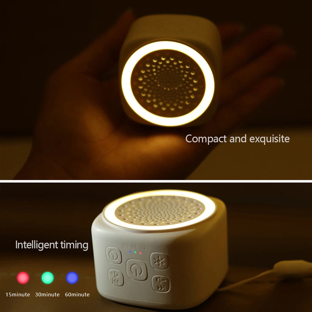 Máquina de ruido blanco para bebé recargable por USB con temporizador y luz nocturna: chupete portátil para dormir, apagado automático para bebés y niños pequeños