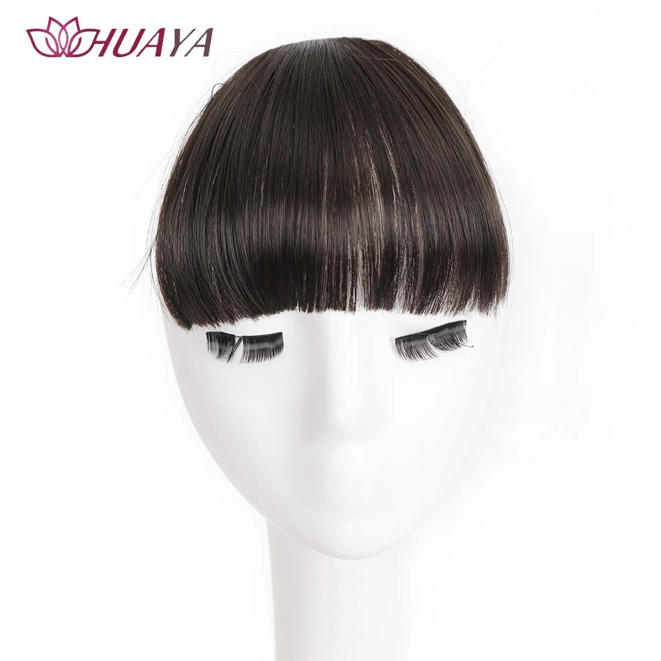 HUAYA-flequillo de aire sintético para mujer, pelo falso corto Natural, Invisible, sin costuras, extensiones de cabello frontal