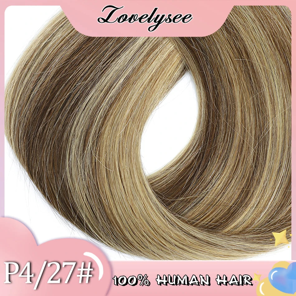 Lovelysee 3/4 media peluca de cabello humano con Clip en extensiones de cabello cabello Remy liso sedoso Color marrón suave 150% 180% peluca para mujeres