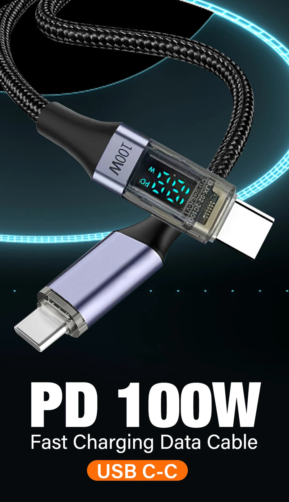 PD 100W USB tipo C a C Cable para iPhone 15 16 Macbook iPad Samsung S24 S25 cargador de datos 0,5 m 1m 2m Cable de nailon USBC carga rápida