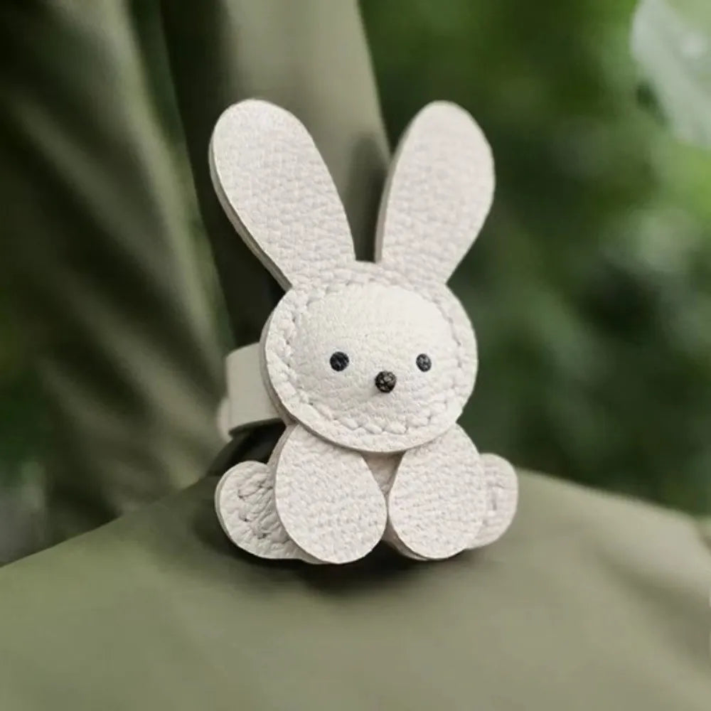 Lindo bolso de conejito de dibujos animados, colgante ajustable para bolso DIY, decoración de bolso de Color sólido de cuero PU
