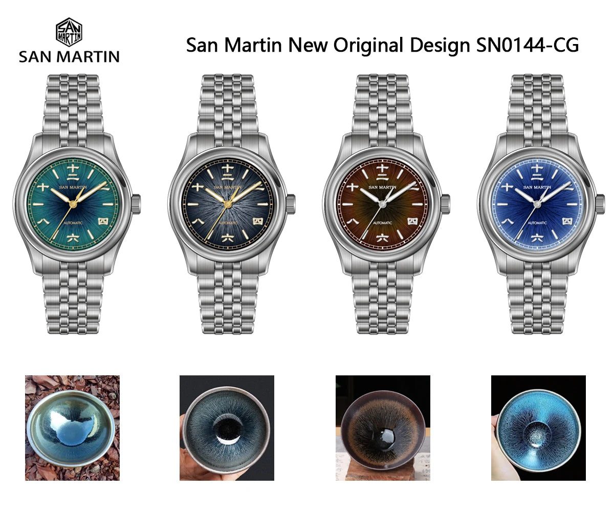 San Martin nuevo reloj Gada de 39mm estilo chino diseño Original Sunburst JianZhan Miyota 90S5 vestido de hombre mecánico automático SN0144