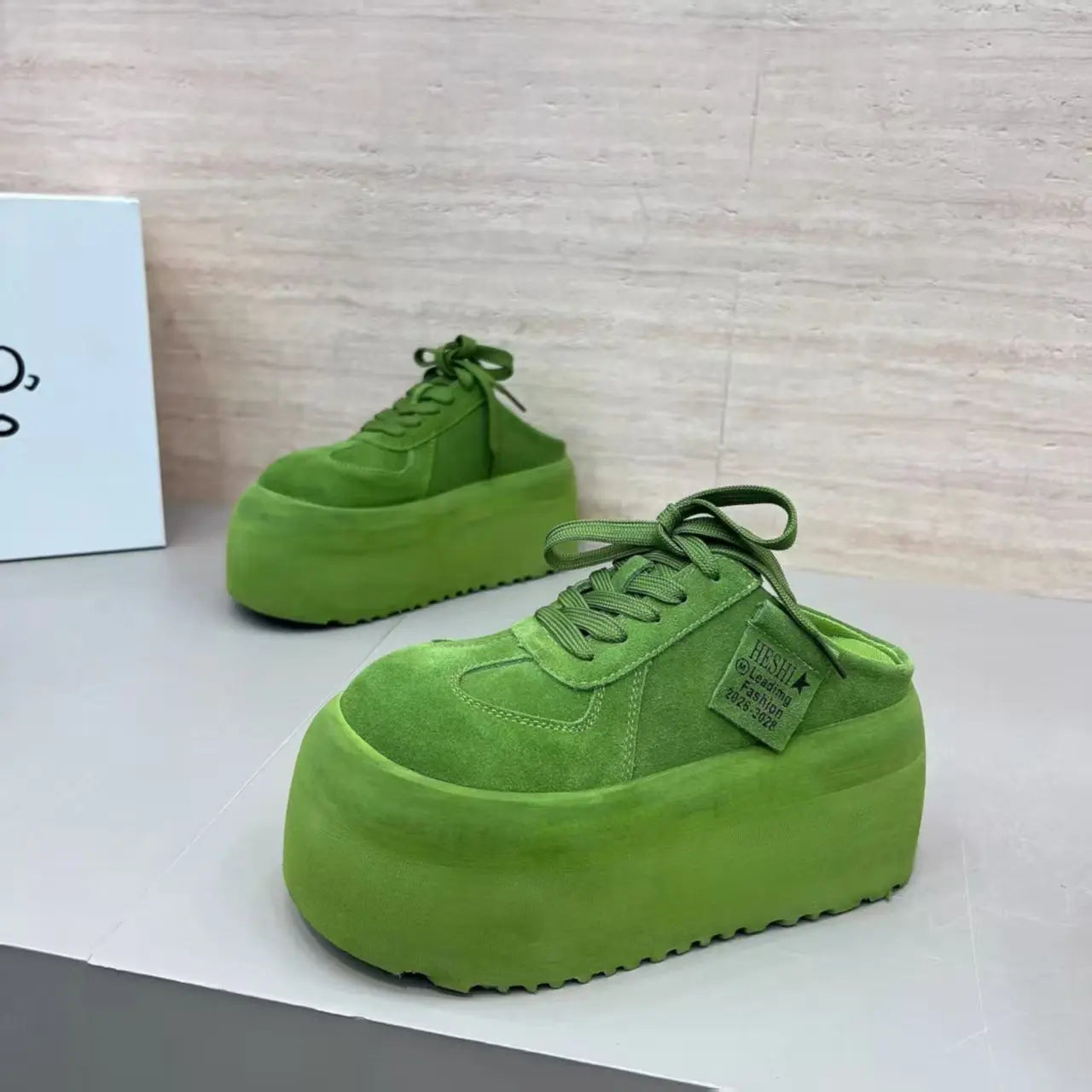 Pantuflas de Plataforma de Cuero Suave para Mujer, Primavera 2026, Talla Pequeña, para Uso en Exteriores, con Suela Gruesa y ...