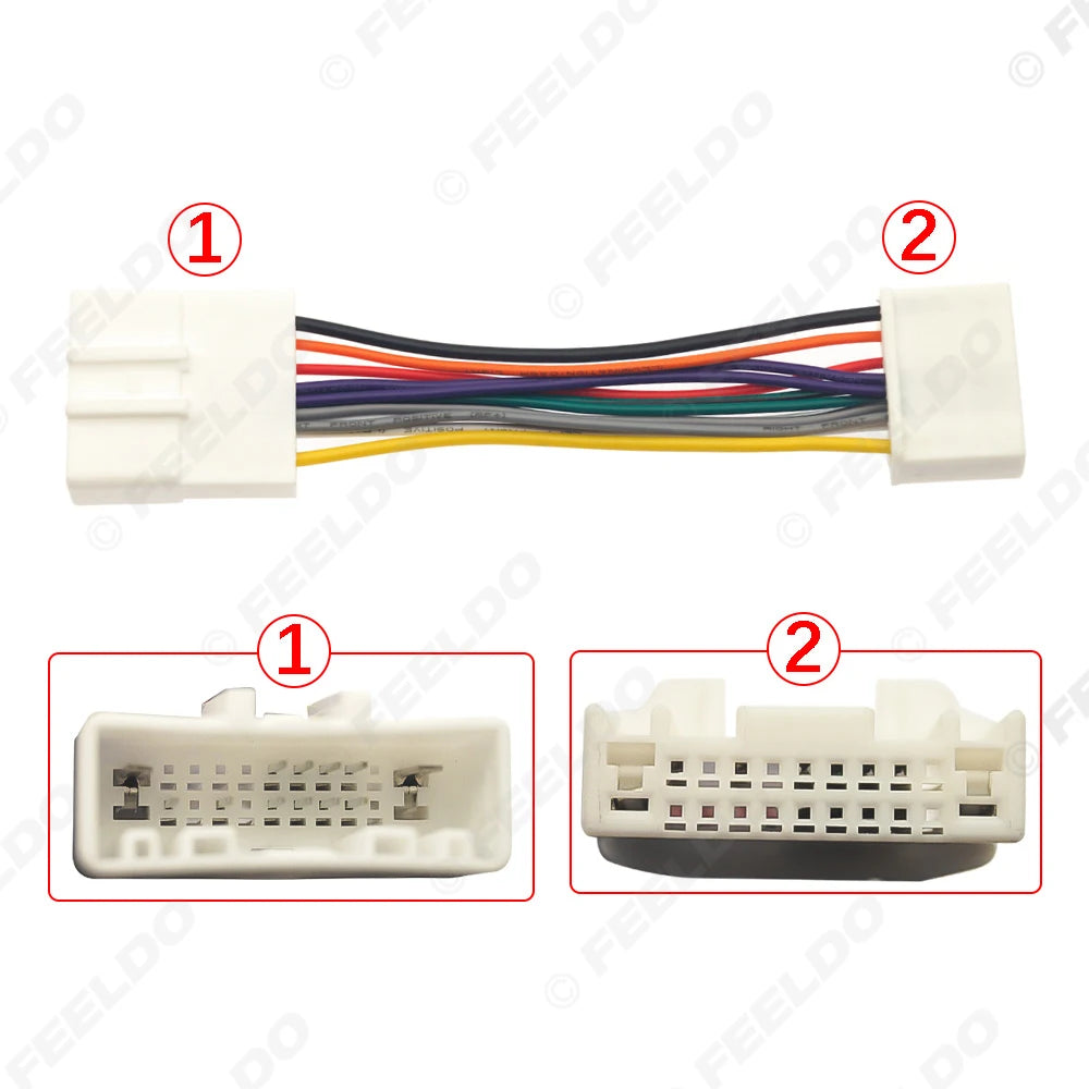 FEELDO-Adaptador de arnés de cableado de Radio de Audio estéreo para coche Nissan, modelos de coche, reproductor de CD, Cable de enchufe