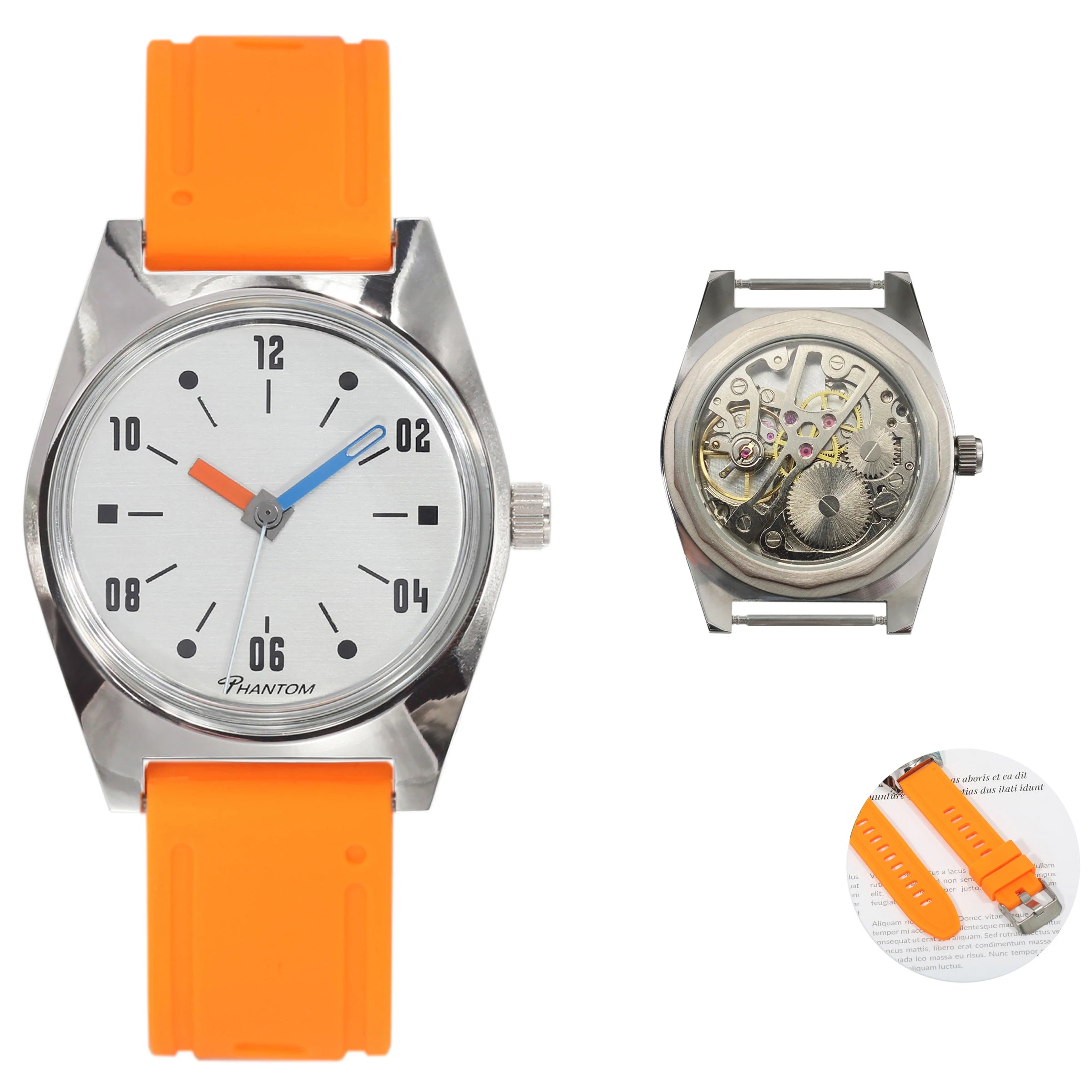Un regalo pensado. Movimiento de cuerda manual de 36 mm. Reloj mecánico favorito de los hombres jóvenes con un diseño Bauhaus moderno.