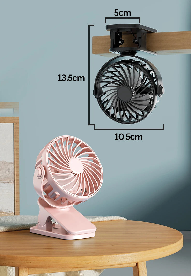 Ventilador Portátil Recargable con Clip HOMEFISH 720 °   Ventilador Colgante Giratorio con Luz Nocturna, Enfriador de Aire para Acampar al Aire Libre
