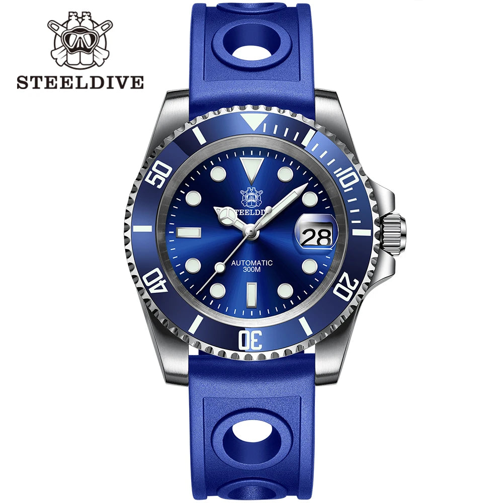 STEELDIVE SD1953 41MM clásico agua fantasma calendario lupa NH35 movimiento mecánico BGW9 superluminoso 30Bar reloj impermeable