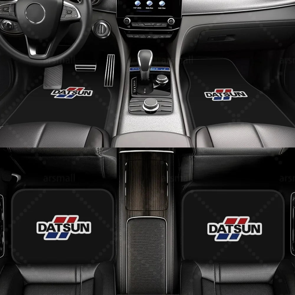 Datsun Alfombrillas de Coche Alfombras Antideslizantes Alfombras Delanteras y Traseras Alfombrillas de Coche Juego de 4 Piezas Accesorios de Decoración para Auto