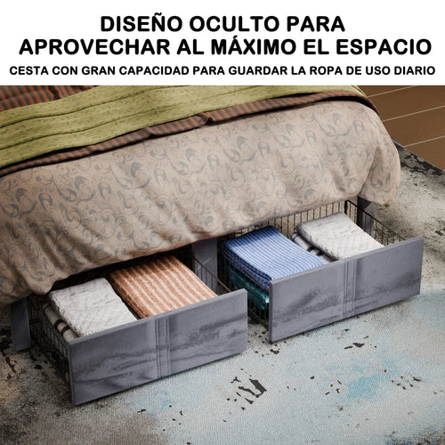 Base de Cama con Almacenamiento y Cabecero de Terciopelo, Estación de Carga, Bases de Cama Regulables, Cama de Lujo con Cabecero de Ala, Muebles de Lujo
