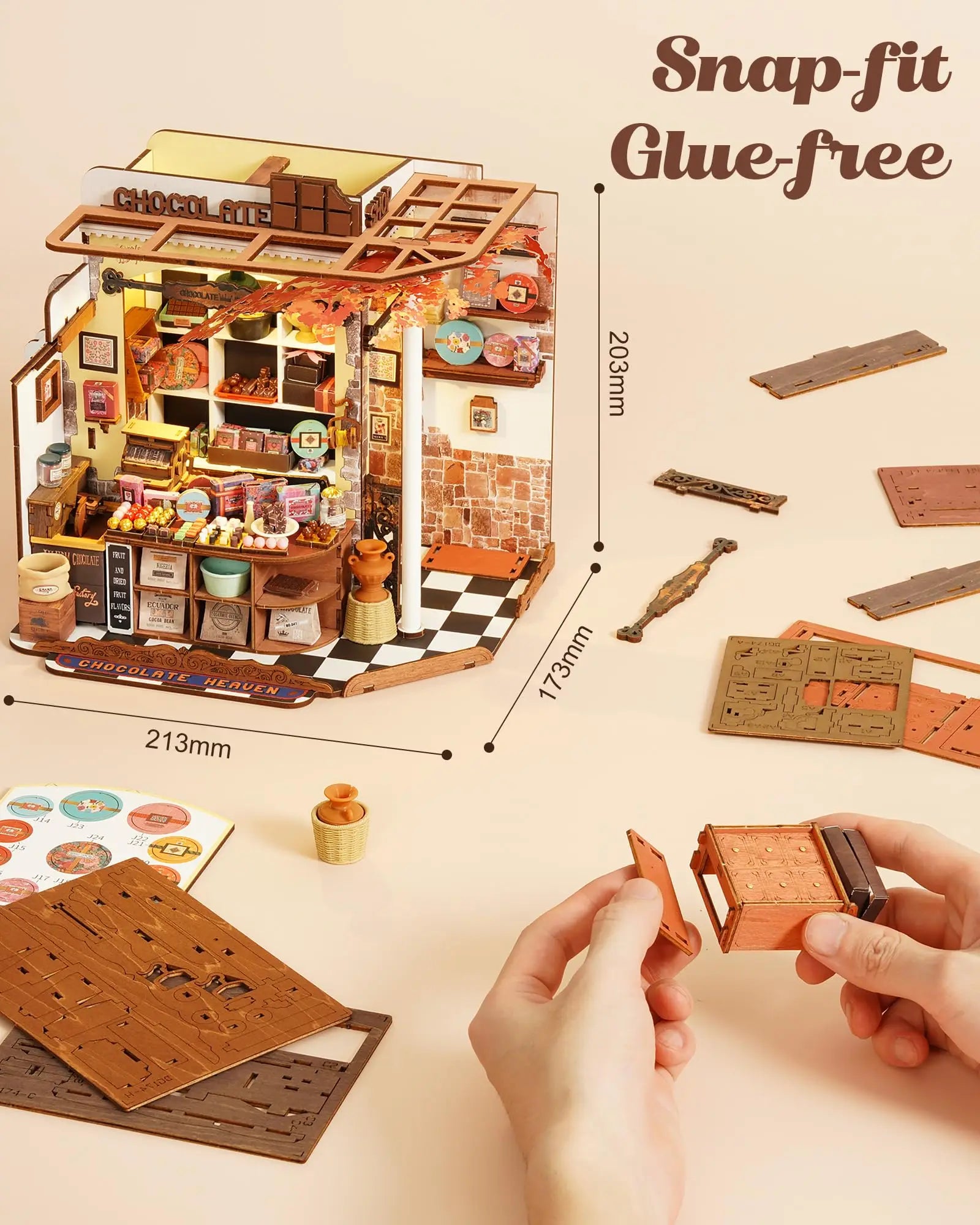 ROBOTIME-Kit de casa de muñecas de madera 3D, regalo único, adorno de decoración del hogar, artesanía de casa en miniatura desafiante DIY para adultos y adolescentes