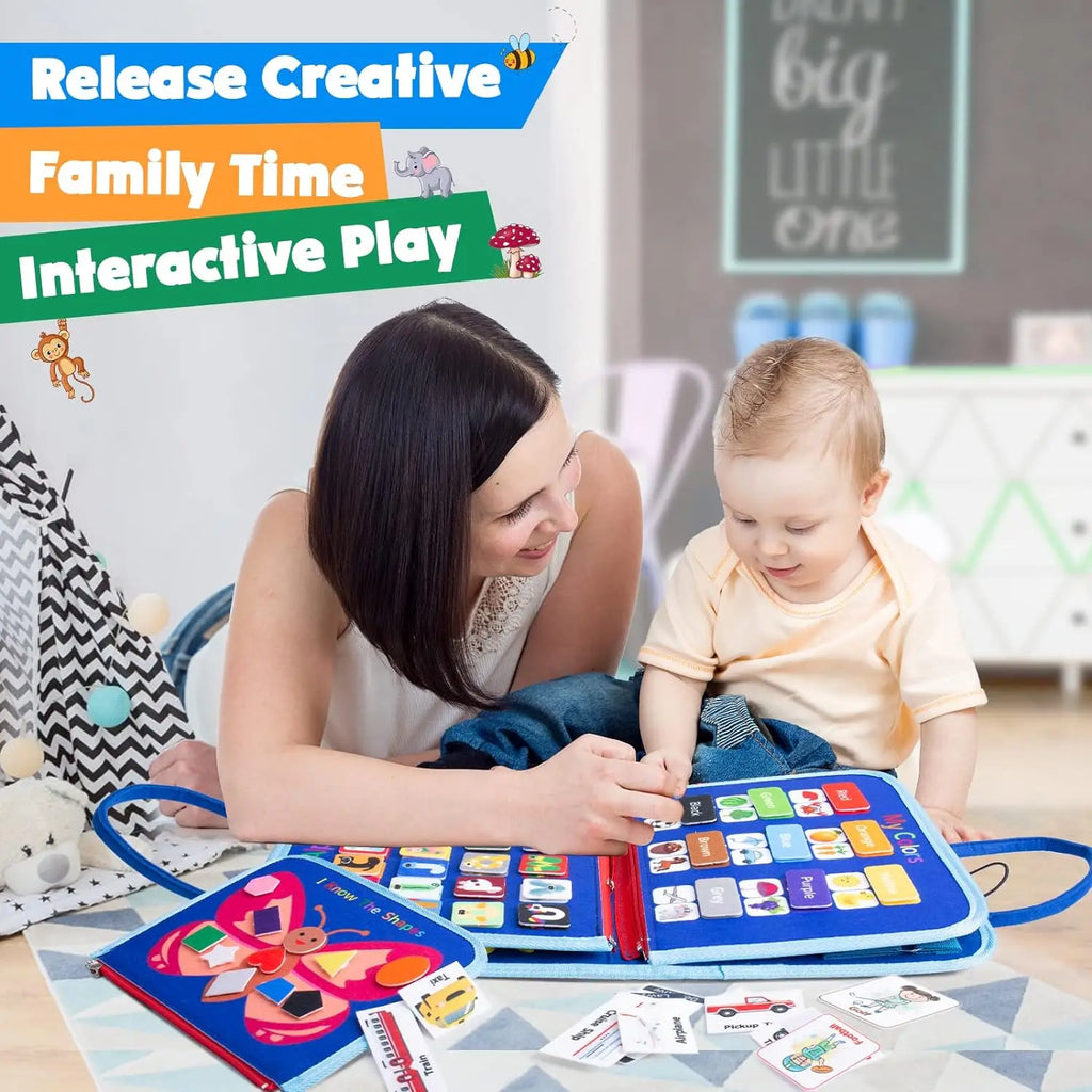 Juguetes Montessori, tablero ocupado, tablero de desarrollo de actividades sensoriales para niños pequeños para habilidades motoras, juguetes educativos de actividades de viaje