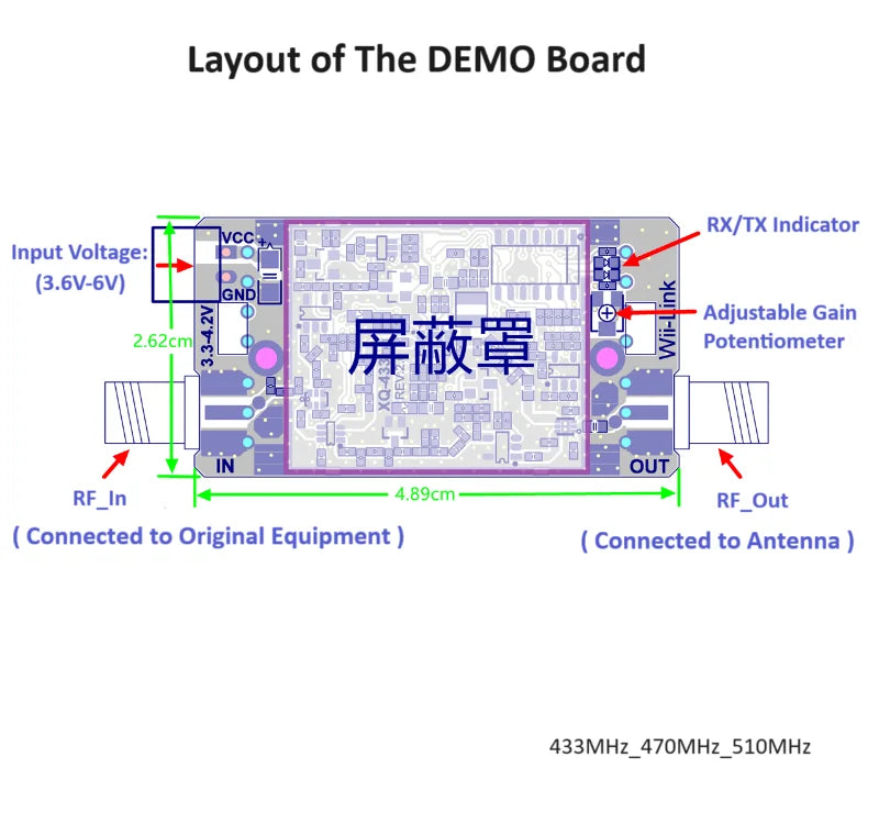 AMPLIFICADOR DE POTENCIA bidireccional de 433MHz/470MHz/510MHz, módulo de amplificación de señal bidireccional, amplificador de señal Lora