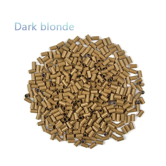 1000 Uds tubos de cobre Micro enlaces anillos para extensiones de cabello humano 3,5*3,1*6mm Micro cuentas de cobre